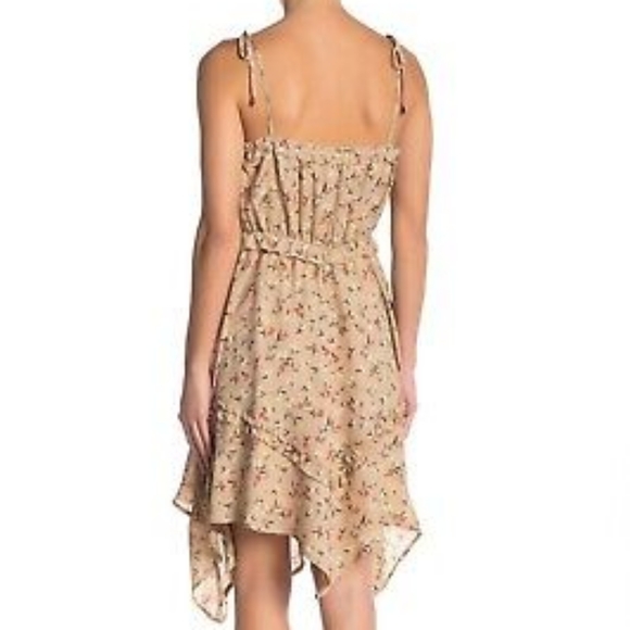 J.O.A. – Beige Floral Tie Shoulder Dress Women's Size XS - Picture 2 of 4